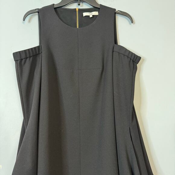 Tibi Women's Tie Sleeve Cold Shoulder Crepe Mini Dress Crew Neck Black Size 8 - Picture 8 of 16